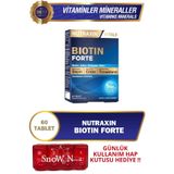 Nutraxin Biotin Forte (Biotin - Çinko - Bakır - Selenyum) 60 Tablet + Hap Kutusu Hediye