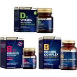 Nutraxin D3 Vitamini 1000 IU 120 Tablet + Vitamin B12 1000 mcg 60 Tablet + B Vitamin Complex 60 Tablet