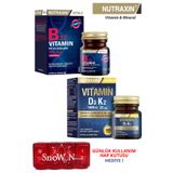 Nutraxin D3K2 Vitamini 120 Tablet - B12 Vitamini 60 Dilaltı Tablet İkili Avantaj Set + Hap Kutusu Hediye