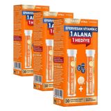 Nutraxin Effervescent Vitamin C-D-Zinc – 1000 mg C Vitamini, 400 IU D3 ve 10 mg Çinko İçeren Portakal Aromalı Efervesan Tablet – 30 Tablet – Vegan (3 paketi)