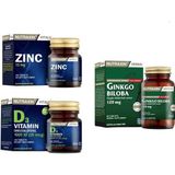 Nutraxin Ginkgo Biloba 60 Tablet + D3 Vitamini 120 Tablet + Çinko (Zinc) 100 Tablet