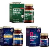 Nutraxin Ginkgo Biloba 60 Tablet + Vitamin Max (C,D,Zinc)60 Tablet+B12 Vitamini 60 Dilaltı