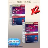 Nutraxin Iron Max 30 Tablet (Demir-Vitamin C-B6-B12-Folik Asit) 2 ADET + Hap Kutusu Hediye