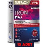 Nutraxin Iron Max Demir, Vitamin C, Vitamin B12 Içeren Takviye Edici Gıda 30 Tablet 15 Adet