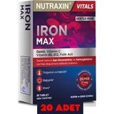 Nutraxin Iron Max Demir, Vitamin C, Vitamin B12 Içeren Takviye Edici Gıda 30 Tablet 20 Adet