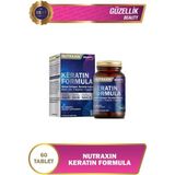 Nutraxin Keratin Formula 60 Tbl - Saç Bakım Vitamini Kolajen Keratin Biotin Çinko L-Arginin L-Sistein - Aromasız