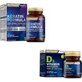 Nutraxin Keratin Formula Saç Bakım Tableti + D3 120 Tablet 1000IU - Beyaz
