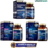 Nutraxin Magnesium Complex Vitamin B6 60 Tablet + Nutraxin Men's Multivitamin Complex 60 Tablet + Nutraxin Women's Multivitamin Complex 60 Tablet