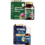 Nutraxin Milk Thistle 60 Tablet + Vitamin D3 K2 30 ml Sprey