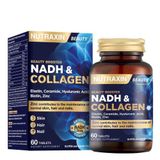 Nutraxin NADH & Collagen | Tip I-III Kolajen + NADH + Hyaluronik Asit | Cilt, Saç, Tırnak Enerji