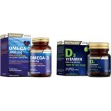 Nutraxin Omega-3 2000 mg 60 Kapsül Balık Yağı + Vitamin D3 1000 IU 120 Tablet
