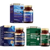 Nutraxin Omega 3 Balık Yağı 2000 Mg 60 Kapsül + Hidrolize 30 Tablet + Bromelain 60 Kapsül