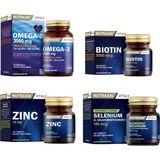 Nutraxin Omega 3 Balık Yağı 2000 Mg 60 Kapsül+Selenyum 100 Tablet+ Biotin 30 Tablet+ Çinko 100 Tablet