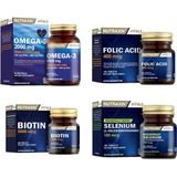 Nutraxin Omega 3 Balık Yağı 2000 Mg 60 Kapsül+Selenyum 100 Tablet+Folik Asit 100 Tablet+Biotin 30 Tablet