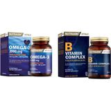 Nutraxin Omega 3 Balık Yağı 2000 Mg 60 Yumuşak Kapsül + B1, B2, B3, B5, B6, B12 ve Biotin Içeren B Vitamin Complex 60 Tablet