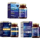 Nutraxin Omega 3 +coq-10 (koenzim) 60 Kapsül+vitamin Max (c,d,zinc) 60 Tablet+saç Ve Tırnaklar Için Keratin