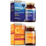 Nutraxin Omega 3 +Coq-10 (Koenzim) 60 Yumuşak Kapsül + C Vitamini 1000 Mg 30 Tablet
