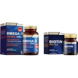 Nutraxin Omega 3 Ultra 2500 Mg Balık Yağı 30 Yumuşak Kapsül + Biotin 5000 Mcg 30 Tablet - Sade