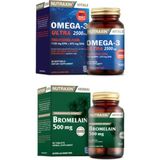 Nutraxin Omega 3 Ultra 2500 Mg Balık Yağı 30 Yumuşak Kapsül + Bromelain 500 Mg 60 Kapsül - Sade