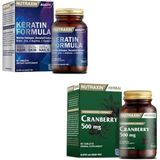 Nutraxin Saç ve Tırnaklar Için Keratin + Beslenmeye Destek Cranberry 60 Tablet - Beyaz