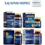 Nutraxin Takviye Seti Magnesium Complex + B Complex + Keratin Formula + Vitamin D3K2 Ilaç Kutusu Hediyeli