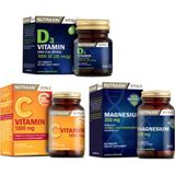 Nutraxin Vitamin C 1000 Mg 30 Tablet+Magnezyum 250MG 60 Tablet+D3 Vitamini 120 Tablet - Sade