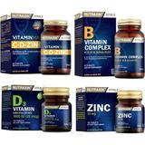 Nutraxin Vitamin Max 60 Tablet + B Vitamini 60 Tablet + D3 Vitamini 120 Tablet + Çinko 100 Tablet