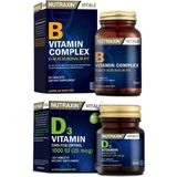 Nutraxin Vitamin ve Mineral Takviyesi D3 Vitamini 120 Tablet + B Vitamini 60 Tablet - Beyaz