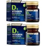 Nutraxin Vitamin ve Mineral Takviyesi - D3 Vitamini 120 Tablet X2 Adet - Beyaz