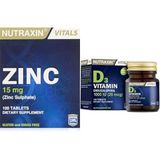 Nutraxin Zinc 15 mg 100 Tablet + Vitamin D3 1000 IU 120 Tablet