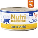 Nutri Feline Tavuk Etli ve Peynirli Pate Tahılsız Yetişkin Kedi Maması 70 Gr. X 24 Adet