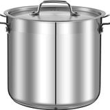 NutriChef 12 Quart Paslanmaz Çelik Saklama Kabı - 18/8 Gıda Sınıfı Ağır Hizmet Tipi Büyük Tencere Güveç, Kaynama, Çorba, Kapak Dahil, Bulaşık Makinesinde Yıkanabilir, İndüksiyonlu Çalışmalar, Seramik