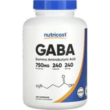 Nutricost, Ga.ba, 750 Mg, 240 Kapsül - Aromasız