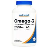 Nutricost Omega 3 Fish Oil - 2500MG, 120 Softgels (40 Serv) - Fish Oil, Wild Caught! 1200mg EPA 850mg DHA - Non-GMO, Gluten Free. (Renksiz)