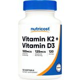 Nutricost Vitamin K2 100 mcg + Vitamin D3 5000 IU 120 Softgels - Aromasız