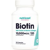 Nutricost Women Biotin With Folate & Marine Collagen Hair Skin & Nails 10,000 Mcg 120 Capsules - Aromasız
