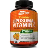 Nutriflair Liposomal Vitamin C (Ösg Özel Sporcu Gıdaları) 1700MG, 180 Capsul - High Absorption, Fat Soluble Vıt C, Antioxidant, Higher Bioavailability Immune System Support & Collagen Booster. - Aromasız