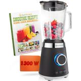 Nutrilovers Stand Mikser Cam Nutrı-Blender Glass Cam Hazneli Paslanmaz Çelik Stand Mikser Yüksek Performanslı 1300W Yüksek Performanslı Blender Smoothie Yapıcı, 1,75L, 4 Bıçak, Bpa Içermeyen, Sessiz, - Siyah