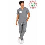 nutrix uniforma Gri Logolu Teknik Hizmetler Forması Yarasa Kol Likralı Scrubs Erkek (Yeni Yönetmeliğe Uygun -Neutral Gray)