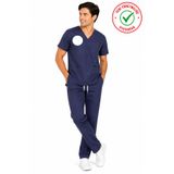nutrix uniforma Lacivert Logolu Hemşire Forması Yarasa Kol Likralı Scrubs Erkek (Yeni Yönetmeliğe Uygun - Patriot Blue)