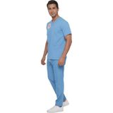 Nutrix Uniforma Nutrix Üniforma Alaska Mavisi Logolu Doktor Hekim Forması Likralı Scrubs Erkek (Yeni Yönetmeliğe Uygun - Alaskan Blue) - XL