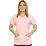 Nutrix Uniforma Nutrix Üniforma Kısa Kol Kadın Tek Üst Toz Pembe Likralı Hemşire ve Doktor Forması Scrubs Hastane Üniforması - 36