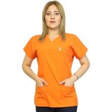 Nutrix Uniforma Nutrix Üniforma Kısa Kol Kadın Tek Üst Turuncu Likralı Hemşire ve Doktor Forması Scrubs Hastane Üniforması - 44