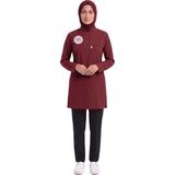 Nutrix Uniforma Nutrix Üniforma Tesettür Bordo Siyah Kombin Soft Likralı Hemşire ve Doktor Forması Takımı Hastane Üniforması - Bordo - Siyah - 44
