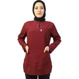 Nutrix Uniforma Nutrix Üniforma Tesettür Bordo Tek Üst Soft Likralı Hemşire ve Doktor Forması Tunik Hastane Üniforması - 44