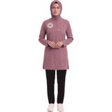 Nutrix Uniforma Nutrix Üniforma Tesettür Pudra-Siyah Kombin Soft Likralı Hemşire ve Doktor Forması Takımı Hastane Üniforması - 42