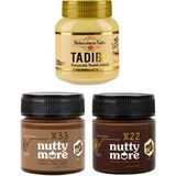 Nutty More Parçacıklı Fındık Ezmesi 330 gr & Nutty More %33 Fındık Parçacıklı Kakaolu Fındık Ezmesi ve %22 Kakaolu Fındık Ezmesi 200 gr x 2 Adet