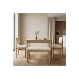 Nuu Minimal 4 Kişilik Kompakt Açılır Mutfak Masa Takımı Klimt Meşe Bukle Krem (1 Masa + 2 Sandalye + 1 Sırtsız Bench ) T001