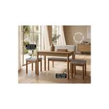 Nuu Minimal 4 Kişilik Kompakt Açılır Mutfak Masa Takımı Klimt Meşe Bukle Krem (1 Masa + 2 Tabure + 1 Sırtlı Bench) T001