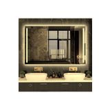 NUUN AYNA Moderno 90x60 Cm Gün Işığı Ledli Kumlamalı Banyo Ofis Kuaför Lavabo Aynası - Trafolu